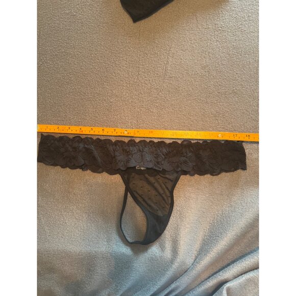 Bed of Roses Black 3X Lingerie Set Sheer Polka Dot Babydoll & Thong, Curvy, Lace - Picture 16 of 16